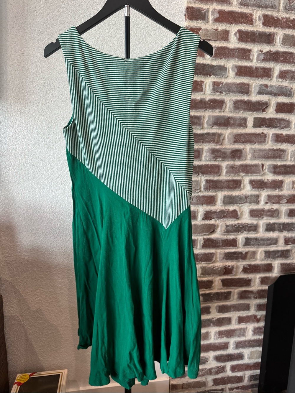 Maeve Anthropologie Green Sleeveless Striped Midi Panel Dress - Womens Medium - Picture 4 of 8